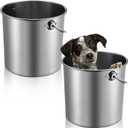 Hsei 2 Pcs Stainless Steel Bucket for Pet Cleaning, Metal Bucket Water Pail with Handle for Fence Kennel Cage Garage Garden Workshop(5.3 Gallon)