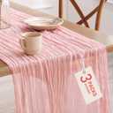 Pureegg 3-Pack Cheese Cloths Table Runner, 120'' Boho Table Cloth Decorations for Party, Baby Shower, Wedding and Farmhouse, Fabric Room Decor, Dusty Pink