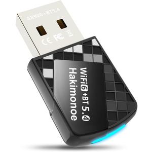 2-in-1 USB AX900Mbps WiFi 6 Bluetooth Adapter for PC, Latest Bluetooth 5.4 Wi-Fi 2.4G/5GHz Dual Band Wireless Network Dongle for Windows 11 10 Laptop Desktop, Plug n Play w/Built-in Driver