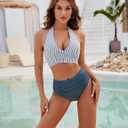 Blooming Jelly Womens Tummy Control Bathing Suits Modest High Waisted Bikini Sets Cute Halter 2 Piece Swim Suit 2026 (L)