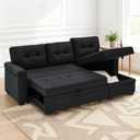L Shaped 3 Seat Sofa Bed with Storage, 86" Sleeper Sofa Couch with Pull Out Chaise Sectional Couch for Apartment, Bedroom, Living Room, Black