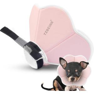 Soft Dog Cone Collar Alternative for Small Dogs(Puppy Yorkshire Puppy Chihuahua), Adjustable Protective Dog Recovery Cone, Elizabethan Comfortable Neck Pillow Cone After Surgery Anti Licking (XS(Neck Girth:5.5"-7.5"), Pink)