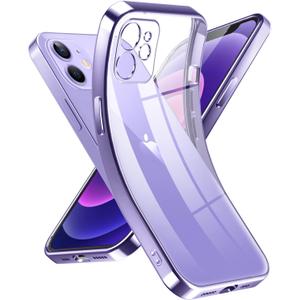 Supdeal Crystal Clear Case for iPhone 12, [Not Yellowing] [Camera Protection] [Military Grade Drop Tested] Transparent Shockproof Protective Phone Case Soft Silicone Slim Cover, 6.1 inch, Purple