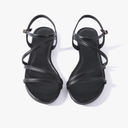 Mtzyoa Women Flat Sandals Dressy Strappy Gladiator Summer Ankle Strap Nude Open Toe Comfortable Wedding Casual Leather Ladies Party Trendy Vacation, Black, 37