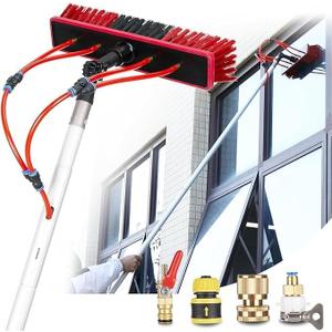 Solar Panels Brush Cleaning Kit 35 FT Adjustable Water Fed Pole 20M Hose & 180 Rotating BrushHead, Washing Equipment Window Cleaner Tool for Solar Panel Roof Car