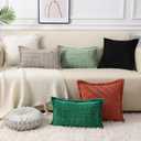 decorUhome Decorative Sage Green Throw Pillow Covers 18x18 Set of 2 with Splicing, Boho Soft Neutral Corduroy Broadside Twill Pillow Covers for Couch Bed Sofa Living Room