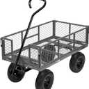 VIVOHOME Heavy Duty 880 Lbs Capacity Mesh Steel Garden Cart Folding Utility Wagon with Removable Sides and 4.10/3.50-4" Wheels 10 inch Tire (Grey) (Large, Gray)