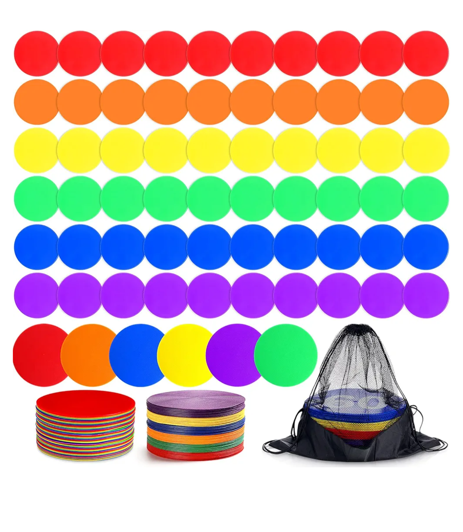 Haull Spot Markers Floor Spots with Bag Non Slip Vinyl Poly Dots for Gym Floor Basketball Football Soccer Sports Speed Agility Training Gym Dance Classroom 4.72inch 60 Pack