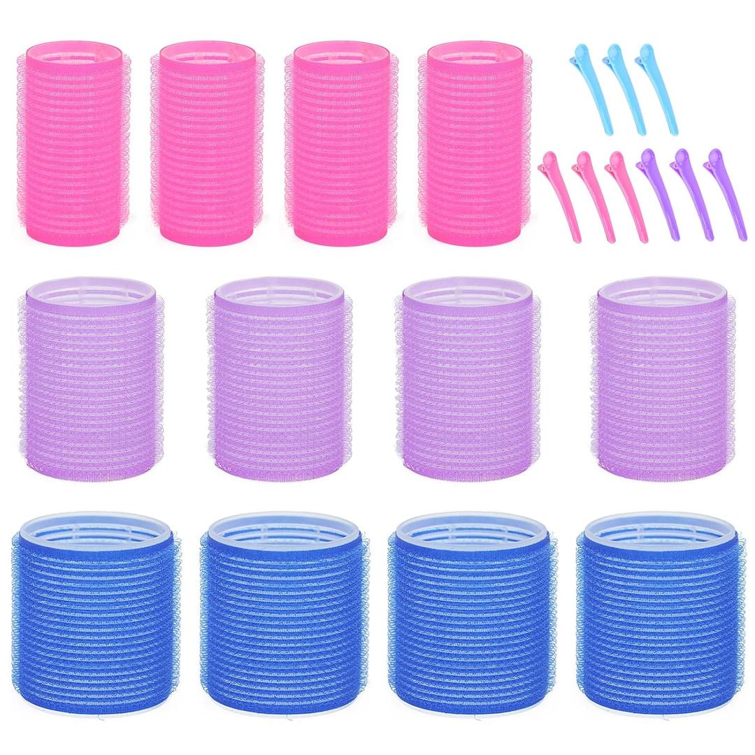 Hair Rollers for Blowout Look Long Hair, 21 PCS Self Grip Hair Rollers for Long Medium Short Hair Styling Curling Tools DIY Hair Curlers to Sleep In (Multi-color-21)