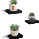 HAO Small Floating Shelf 6 inch Wall Mounted Mini Hanging Display Shelves for Living Room Bedroom Bathroom Set of 3 Black