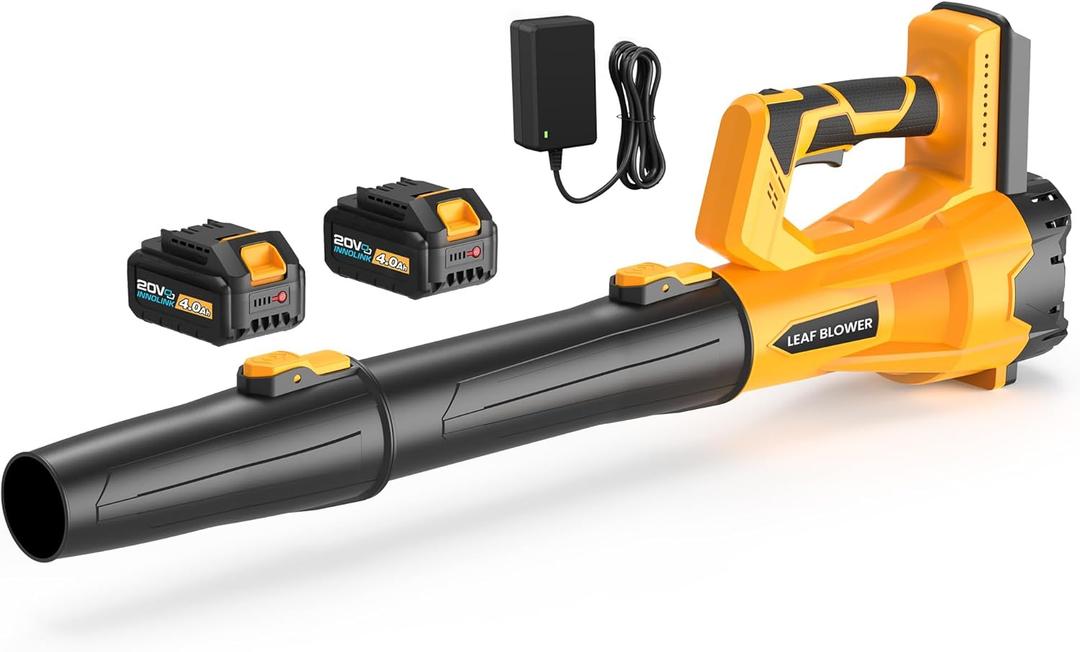 Cordless Leaf Blower with 6 Adjustable Wind Speed, Powerful Electric Leaf Blowers with 2X 4.0Ah Battery and Charger, Lightweight Handheld Leaf Cleaner for Lawn Care, Patio, Leaves Dust Cleaning Cordless Leaf Blower with 6 Adjustable Wind Speed, Powerful Electric Leaf Blowers with 2X 4.0Ah Battery and Charger, Lightweight Handheld Leaf Cleaner for Lawn Care, Patio, Leaves Dust Cleaning