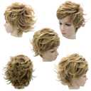 20cm Girls Fashion Short Loose Big Curly Hair Women Cosplay Wig Golden