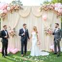 50ft x 12ft Champagne Backdrop Curtains Wrinkle Free Backdrop Curtain for Wedding Parties Fabric Backdrops Drapes Back Drop Cloth Bridal Shower Stage Curtains Wedding Decorations for Reception