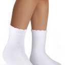 COTTON DAY Girls White Dressy Plain Short Socks Scallop Top 4-6 Years Size S (6)