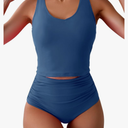 Eomenie Two Piece Tankini Swimsuits for Women Tummy Control Bathing Suits Cutout Back Swim Tank Top with High Waisted Bottom, Size -Large