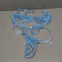 Lilosy Sexy Underwire Cute Push Up Strappy Embroidered Mesh Sheer Lingerie Set See Through Panty Bra, L