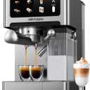 AIRMSEN 20 Bar Espresso Machine with Automatic Milk Frother for Home, Cappuccino & Latte Coffee Maker with Quick Brew Dual Boiler (1350W + 1000W), Stainless Steel, 60oz Water Tank, Touchscreen