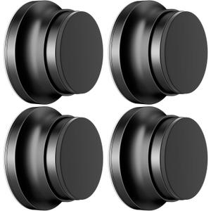 4PC Door Stoppers for Wall, 1.65 x 0.9 Inch Door Knob Wall Protector with Silicone & Aluminum Alloy, Adhesive & Screw Mounting Door Bumper for Home & Office Walls, Black