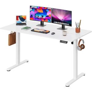 DEVAISE 55 x 28 Inches Electric Standing Desk, Adjustable Height Stand up Desk, 28" Deeper Desktop Sit to Stand Desk with 3 Memory Preset, Adjustable Computer Desk for Home Office (White) DEVAISE 55 x 28 Inches Electric Standing Desk, Adjustable Height Stand up Desk, 28" Deeper Desktop Sit to Stand Desk with 3 Memory Preset, Adjustable Computer Desk for Home Office (White)