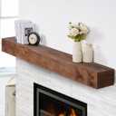 Fireplace Mantel - Rustic Floating Mantel Shelf - Solid Wood Mantel with Invisible Support Bracket - Wall Mantel Shelf for Farmhouse (DarkWalnut, 66" L x 8" D x 5" H)