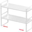 Jojocross Expandable Stackable Spice Rack Cabinet Shelf Organizer in Cabinets Shelves Kitchen Cupboard Organization Stack up Racks Pantry Countertop Storage Large/White 2 Packs (L:10.04"D x 16.6"W x 5.75"H)