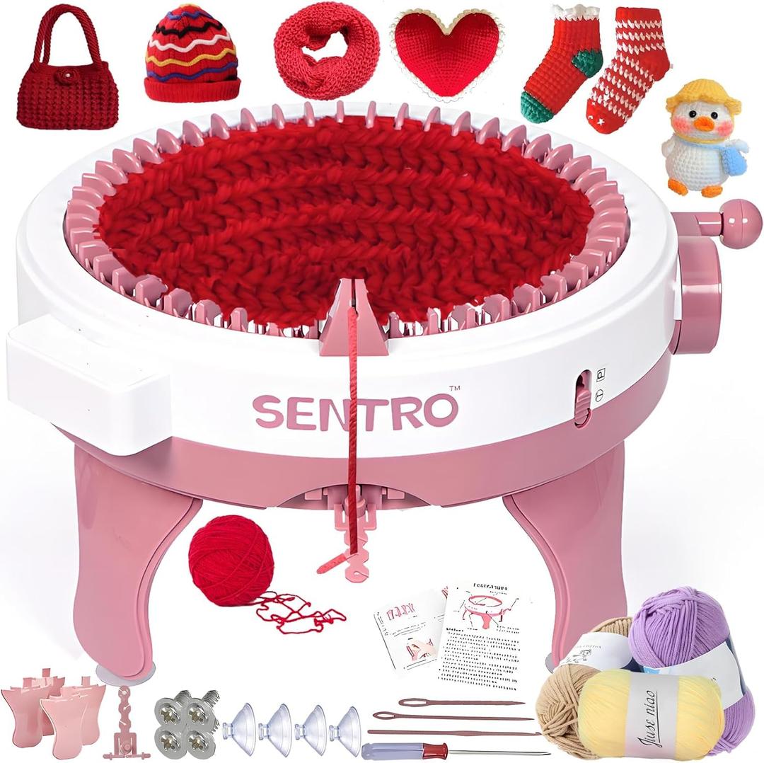 PKHOUHYI Sentro Knitting Machine, Sentro 40 Needles Knitting Machine Automatic Circular Weaving Spinning Knitting Loom Machine Kit for Adults and Beginners for Scarf/Hats/Sweater/Kintting Toys