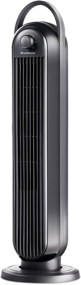 OmniBreeze Manual Electric Tower Fan, 28 inch 3 Speed with Oscillation, Mechanical Control, Standing Bladeless Floor Fans Cooling and Quite Indoor Living Room Bedroom use