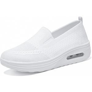 Women's Breathable Orthopedic Air Cushion Sneakers for Comfortable Casual Walking Shoes (7.5, White)