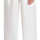 Latuza Women's Petite Linen Rayon Pants Wide Leg Casual Pants (White, XL)