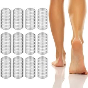 12Pcs Foot File Callus Remover Replacement Blades Pedicure Tools for Feet Detachable Foot Scrubber Hard Skin Remove Stainless Steel Big Hole for Wet and Dry Feet (Silver)