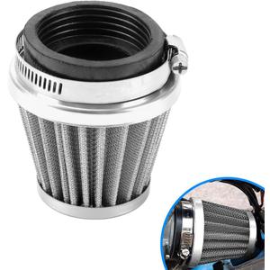 50mm Air Filter for PWK21 24 26 28 30 32 34 Carburetor 70cc 100cc 110cc 125cc 150cc 200cc Engine for Honda Yamaha Suzuki Kawasaki ATV Go kart Moped Scooter Motorcycle Pit Dirt Bike Part Silver