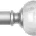 KAMANINA Silver Curtain Rods for Windows 66 to 120 Inch, 1 Inch Heavy Duty Curtain Rods 32 to 115 (2.6-9.6ft), Adjustable Long Drapery Rods with Marbled Finials