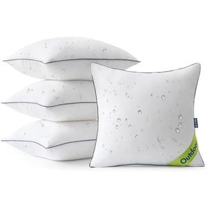 MIULEE 16x16 Outdoor Pillows, Pack of 4 Water Resistant Waterproof Pillow Inserts Decorative Stuffer for Sofa Couch Patio and Garden