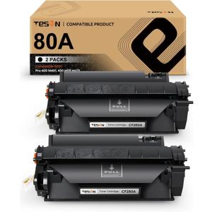 TESEN CF280A Toner Cartridge Replacement for HP 80A 80X CF280A Toner Cartridge Toner Black for HP Laser Pro 400 M401N M401DN M401DNE M401DW MFP M425 M425DN M425DW Printer 2-Pack