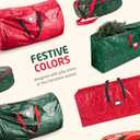 ZOBER Upright Christmas Tree Storage Bag With Drawstring Hem- Fits 9 Ft Trees - Plastic, Waterproof Christmas Tree Bag For Storage Box For Xmas - Strong, Durable Handles - Red