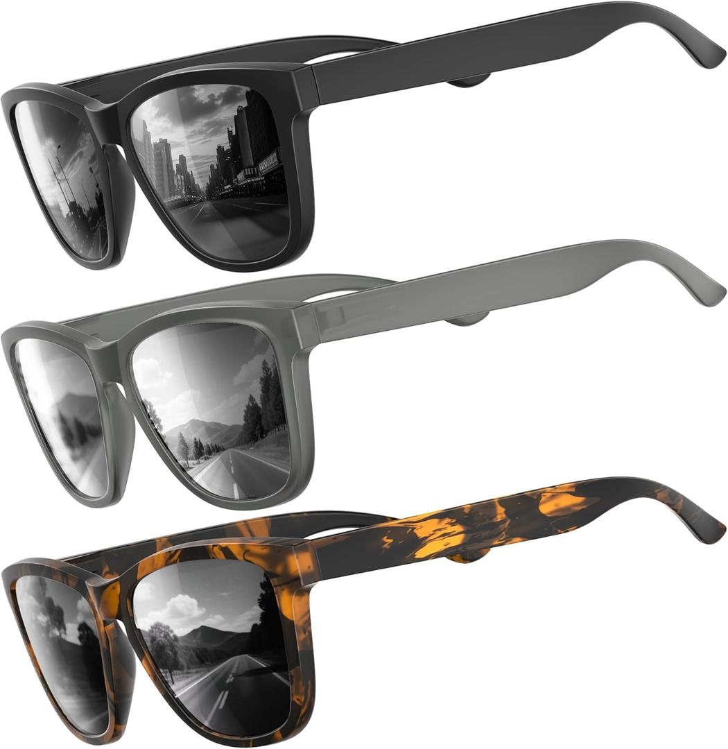 Polarized Sunglasses for Mens Womens - Fashion Men Sun Glasses Shades for Driving Fishing Lightweight UV Protection (A1 Black/White Mirrored/Black)