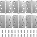KOLET Ball Bearing Door Hinges, 4 x 4 Inches Door Hinges, Heavy Duty Stainless Steel Hinges, Square and 5/8'' Radius Corner, Smooth and Quiet, Non Removable Pin, Brushed Nickel, 5 Pack