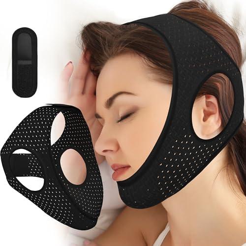 Chin Strap for Sleeping, Effective Anti Snoring Devices, Airflow Jaw Strap for Sleep Apnea Breathable and Comfortable, Adjustable Anti Snoring Chin Strap for Men and Women