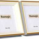 5x5 Picture Frame - 2 Pack Square Photo Frame - Small Blue Gold frame for Pet Dog or Cat Picture, Wall or Tabletop Display - 5 x 5 for Gallery Family Friends Gift (Blue gold, 5x5)
