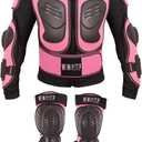 Kids Motorcycle Jacket Suit , Youth Dirt Bike Gear Armor Suit (Pink, L)