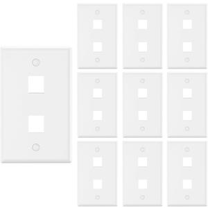 VCE 2 Port Keystone Wall Plate UL Listed (10-Pack), Single Gang Wall Plates for RJ45 Keystone Jack and Modular Inserts, White
