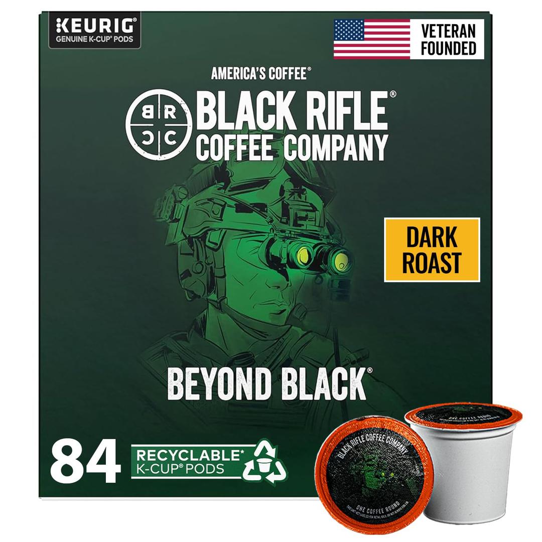 Black Rifle Coffee Company Dark Roast Coffee Pods 100% Arabica, Bold, Smoky Single-Serve K-Cup Compatible Veteran-Founded Premium Coffee Beyond Black 84 Count, Exp date: 04/09/28