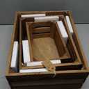 Venalys Set of 3 Nesting Wooden Crates, Rustic Wooden Storage Container Boxes with Cutout Handles, Decorative Farmhouse Wood Baskets for Display (Natural)