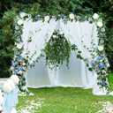 2 Pack Artificial Peony Flower Garland - 6ft Silk Peony Garland Flower Vine Blue and White Peony Silk Roses Flowers for Wedding Arch Party Table Decor (2, Blue)