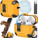 Inesore Compatible with AirPods 4th Case with Phone Stand & Cleaning Kit,Compatible with Magsafe,Magnetic Automatic Lock for Airpods 4 with Active Noise Cancellation Charging Cover (2024) Yellow