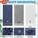 HunnmingRe 3 Pcs Nautical Hand Towels 13.3 x 28.4'' Nautical Bathroom Decor Summer Dark Blue White Cotton Dish Towels Coastal Boat Owners Gift for Home Bath Kitchen Beach Accessories