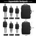 Ample Space Travel Backpack with LifetimeWarranty,Expandable Carry on Backpack with USB Cable Port,Fits 17.3"Laptop Notebook,Water Resistant Weekender Backpack Business Trips,Daily Travel,Black