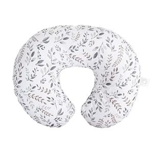 Boppy Original Nursing Pillow, Gray Taupe Leaves, Ergonomic Nursing Essentials for Bottle and Breastfeeding, Firm Fiber Fill, with Removable Pillow Cover, Machine Washable