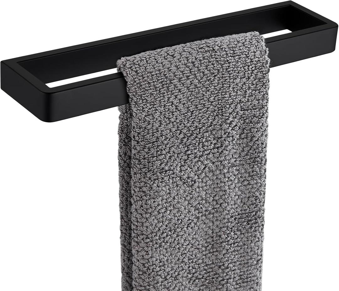 APLusee Matte Black Towel Bar, 304 Stainless Steel Towel Rack, Wall Mounted