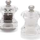 Cole & Mason Button Mini Salt & Pepper Mill Gift Set - Mini Travel Salt & Pepper Grinders - Adjustable Spice Tools - Refillable Salt & Pepper Mills - Hand Wash Kitchen Tool - Clear Acrylic